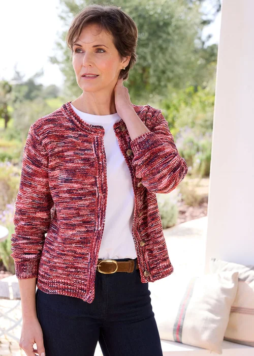 Cotton Traders Rose Chenille Crew Neck Cardigan - 22 Image 2