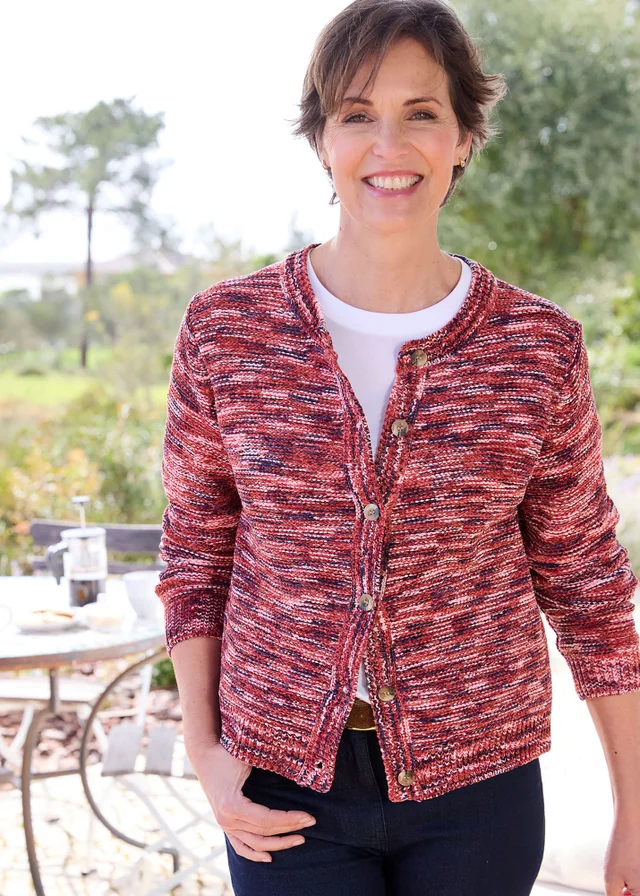 Cotton Traders Rose Chenille Crew Neck Cardigan