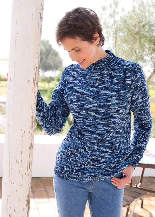 Cotton Traders Navy Chenille Tunic Jumper