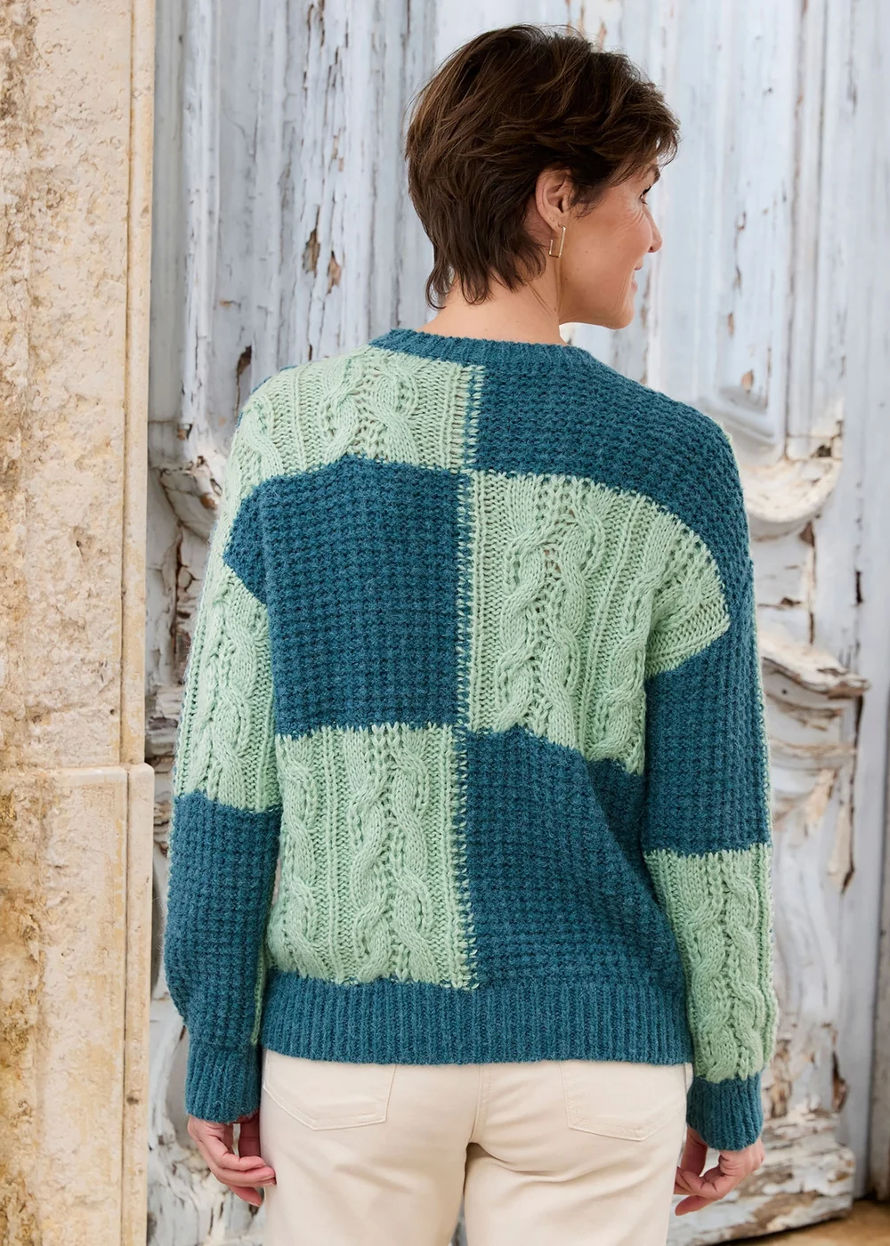 Cotton Traders Kingfisher Patchwork Jumper - 18 Image 3
