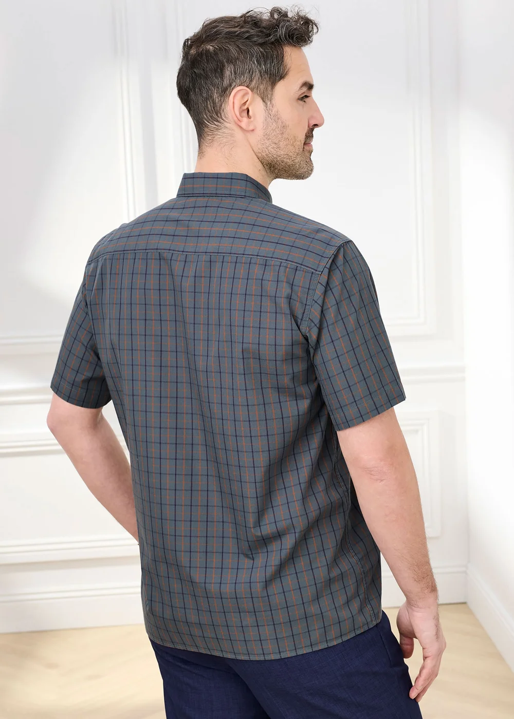 Cotton Traders Pewter Short Sleeve Easy-care Shirt - 5XL Image 3