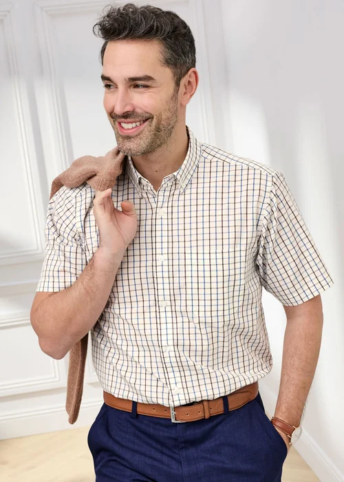 Cotton Traders Bark Short Sleeve Easy-care Shirt - 2XL Image 1
