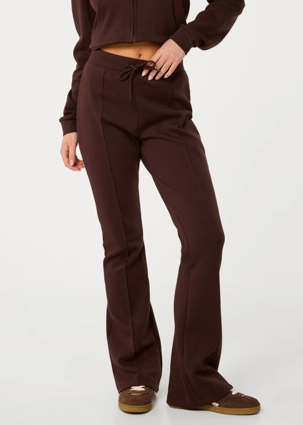 Pink Vanilla Brown Pin Tuck Jersey Flares - L Image 2