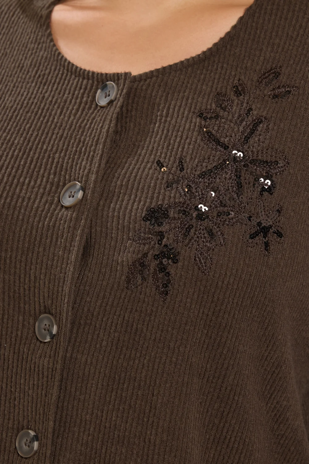 Yours Curve Chocolate Brown Soft Touch Embroidered Cardigan Set - 26-28 Image 4