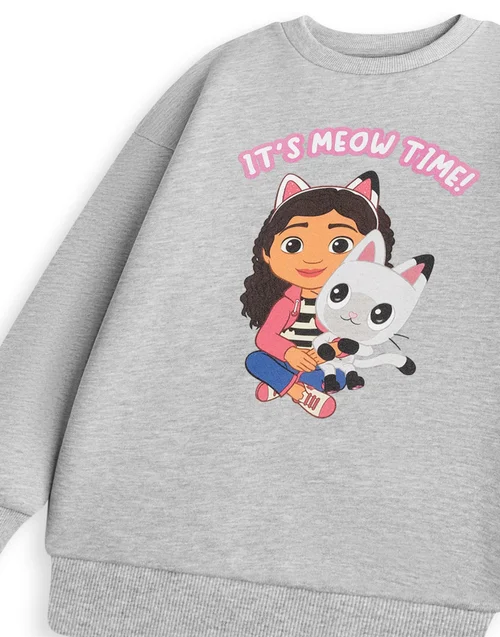 Vanilla Underground Gabby's Dollhouse Girls Grey Hugs Sweatshirt (18m-6y) - 5-6 Yrs Image 3