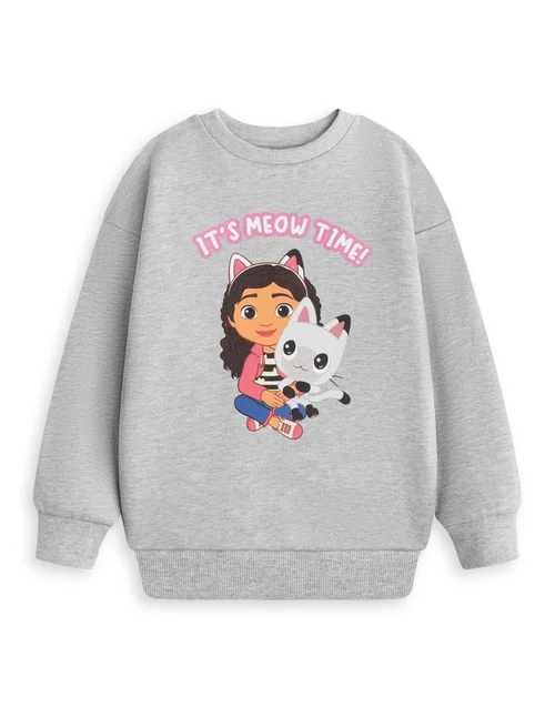 Vanilla Underground Gabby's Dollhouse Girls Grey Hugs Sweatshirt (18m-6y) - 5-6 Yrs Image 1