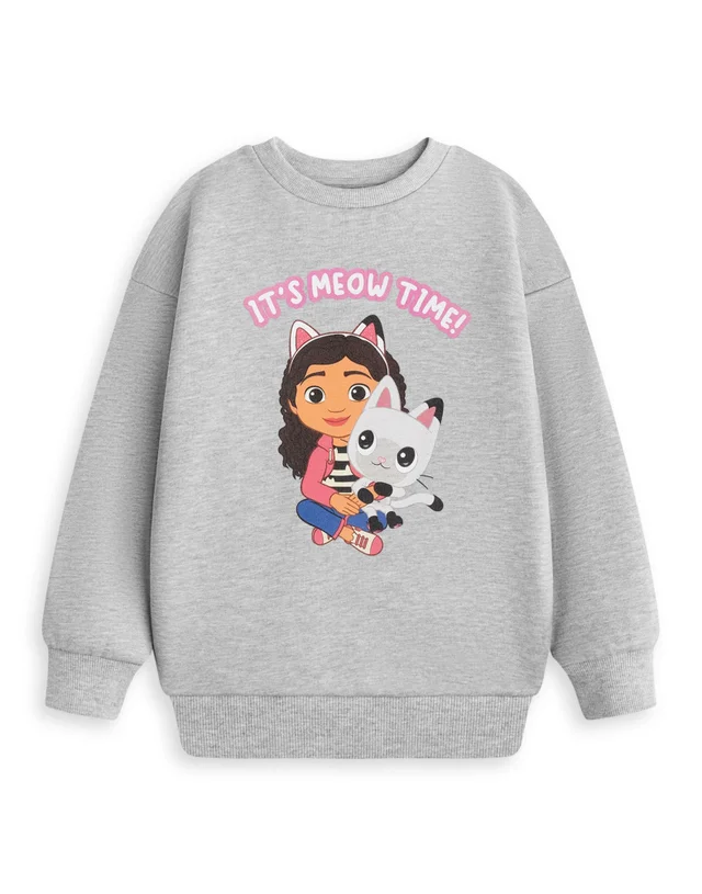Vanilla Underground Gabby's Dollhouse Girls Grey Hugs Sweatshirt (18m-6y)