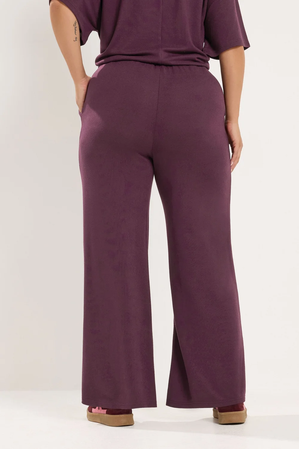 Yours Curve Purple Tie Waist Trousers - 22-24 Image 3