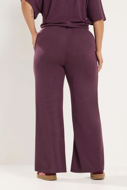 Yours Curve Purple Tie Waist Trousers - 22-24 Image 3