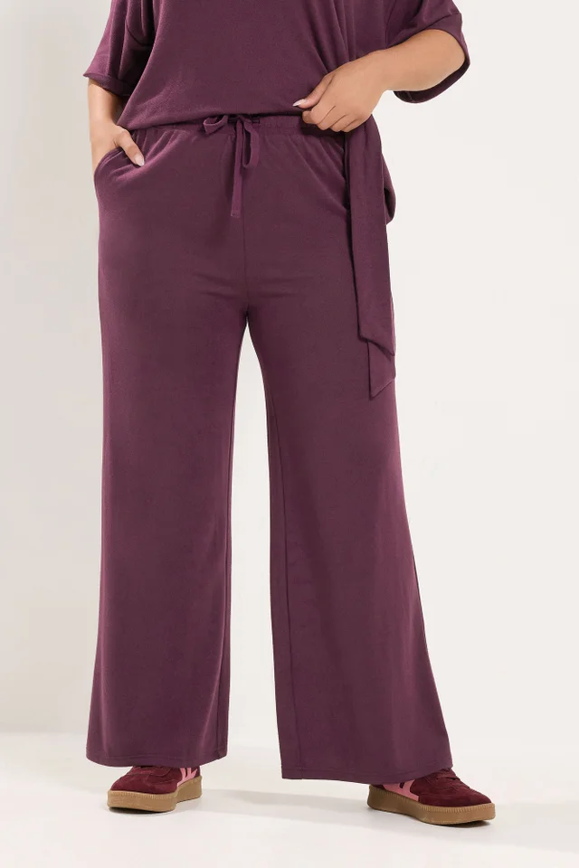 Yours Curve Purple Tie Waist Trousers
