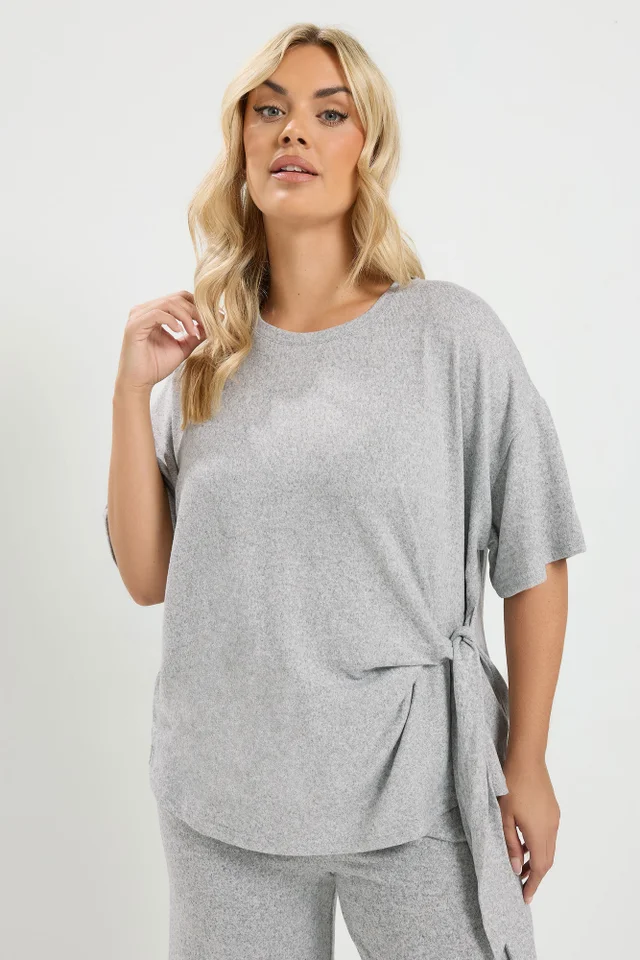 Yours Curve Grey Side Knot Soft Touch Top