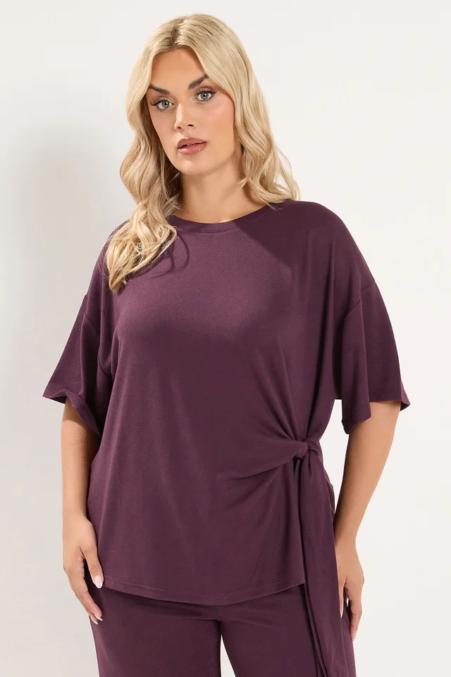 Yours Curve Purple Side Knot Soft Touch Top