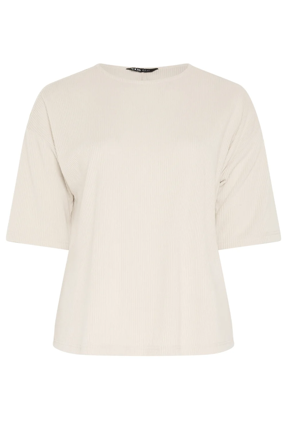 Yours Curve Cream Ribbed Studded Top - 18 Image 5