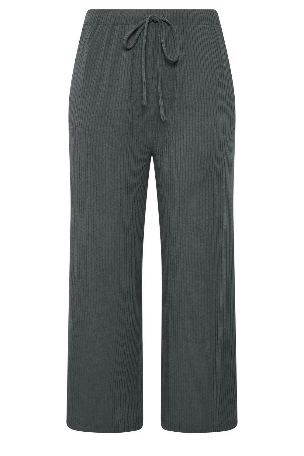 Yours Curve Grey Ribbed Pull On Trousers - 16/L30 Image 5