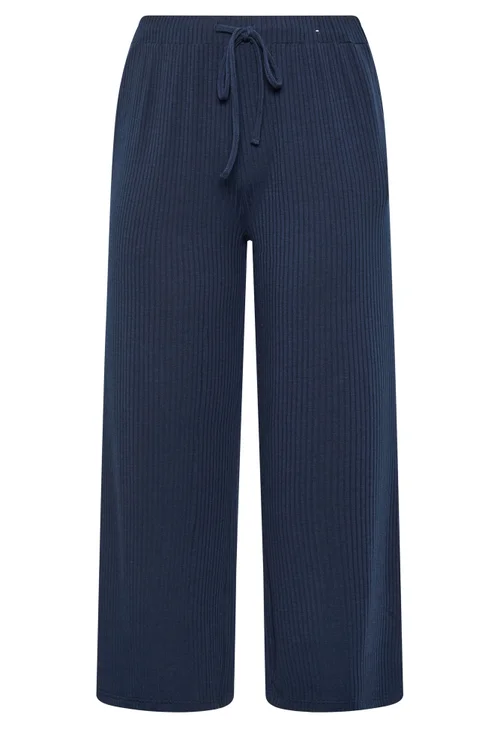 Yours Curve Navy Blue Ribbed Pull On Trousers - 22-24/L30 Image 5