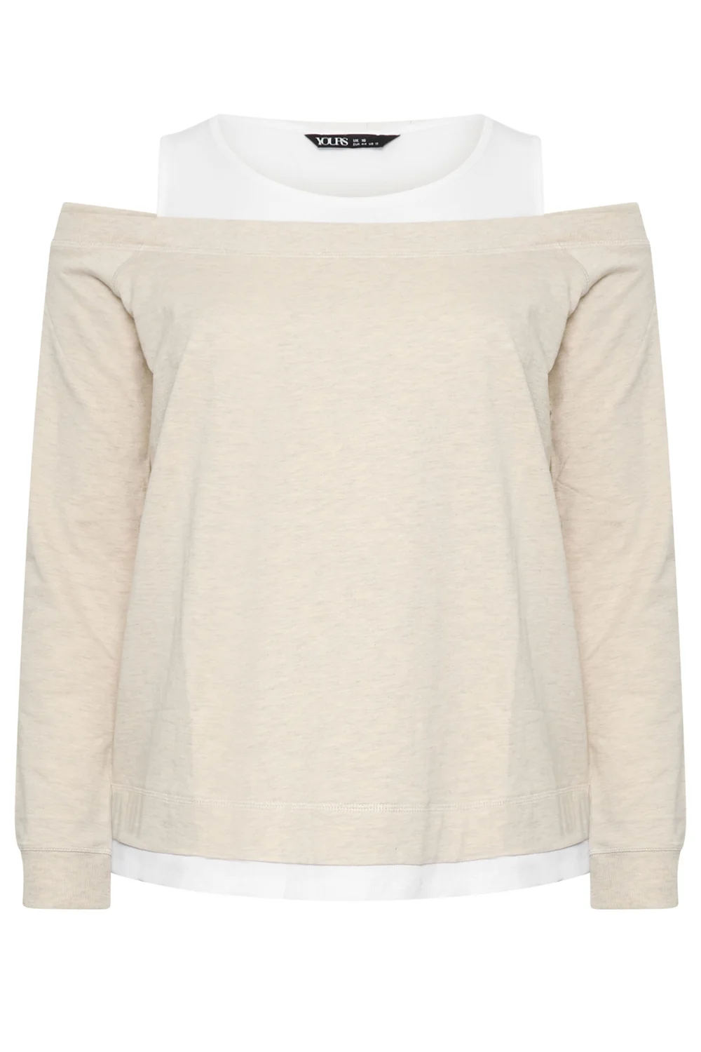 Yours Curve Ivory White 2 In 1 Bardot Ribbed Trim Top - 20 Image 5