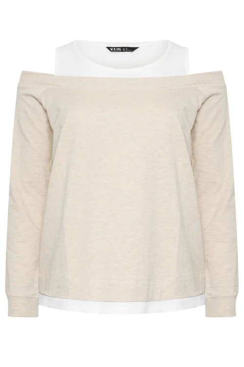 Yours Curve Ivory White 2 In 1 Bardot Ribbed Trim Top - 20 Image 5