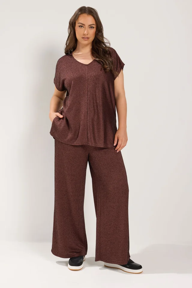 Yours Curve Chocolate Brown V-Neck Top