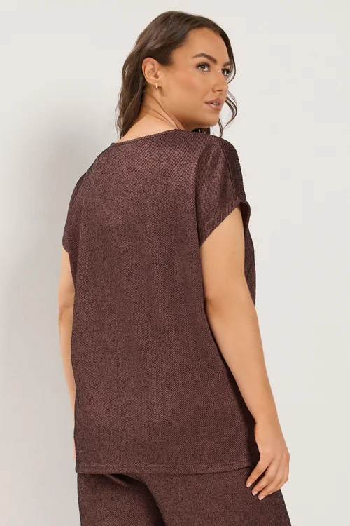 Yours Curve Chocolate Brown V-Neck Top - 14 Image 3