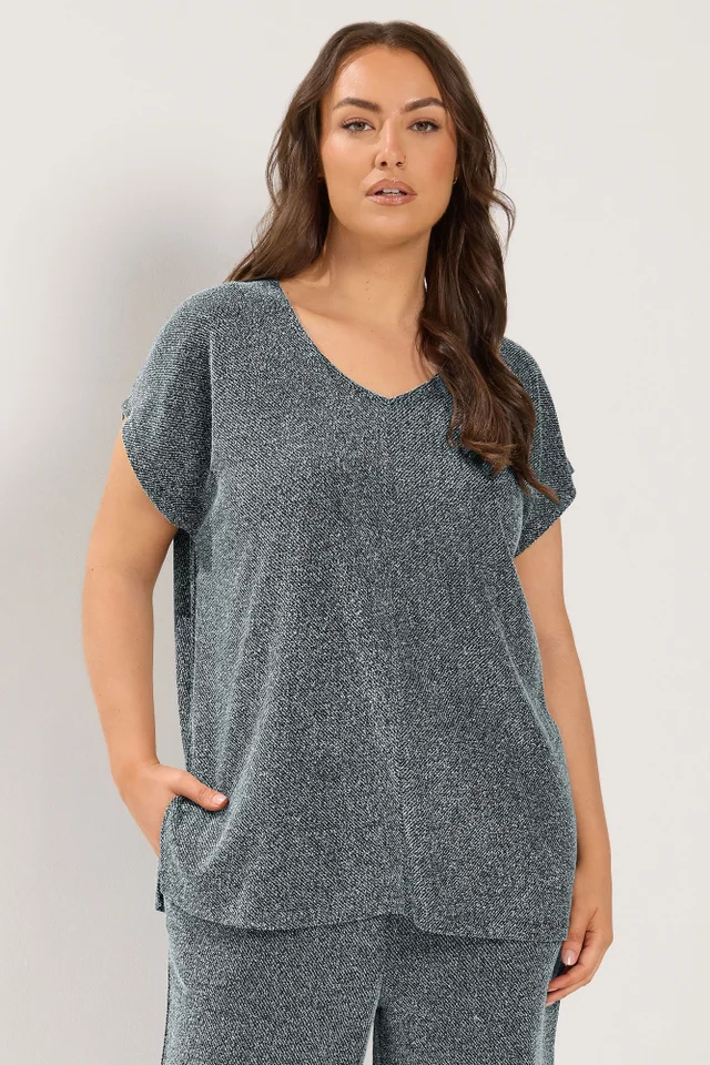 Yours Curve Grey V-Neck Top