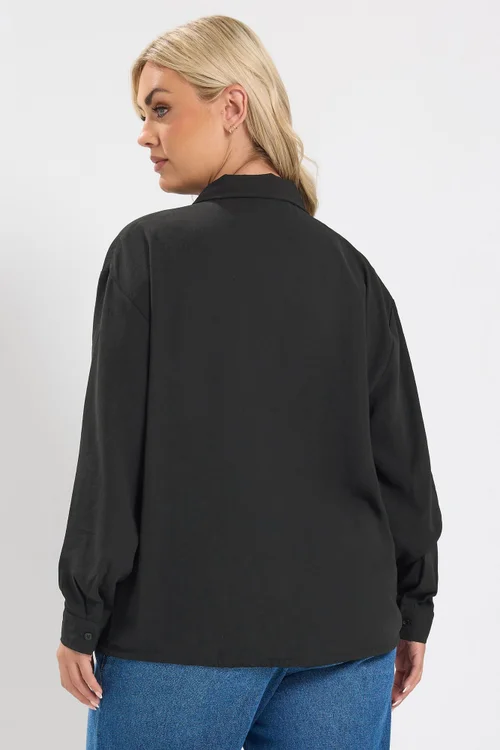 Yours Curve Black Utility Long Sleeve Shirt - 16 Image 4