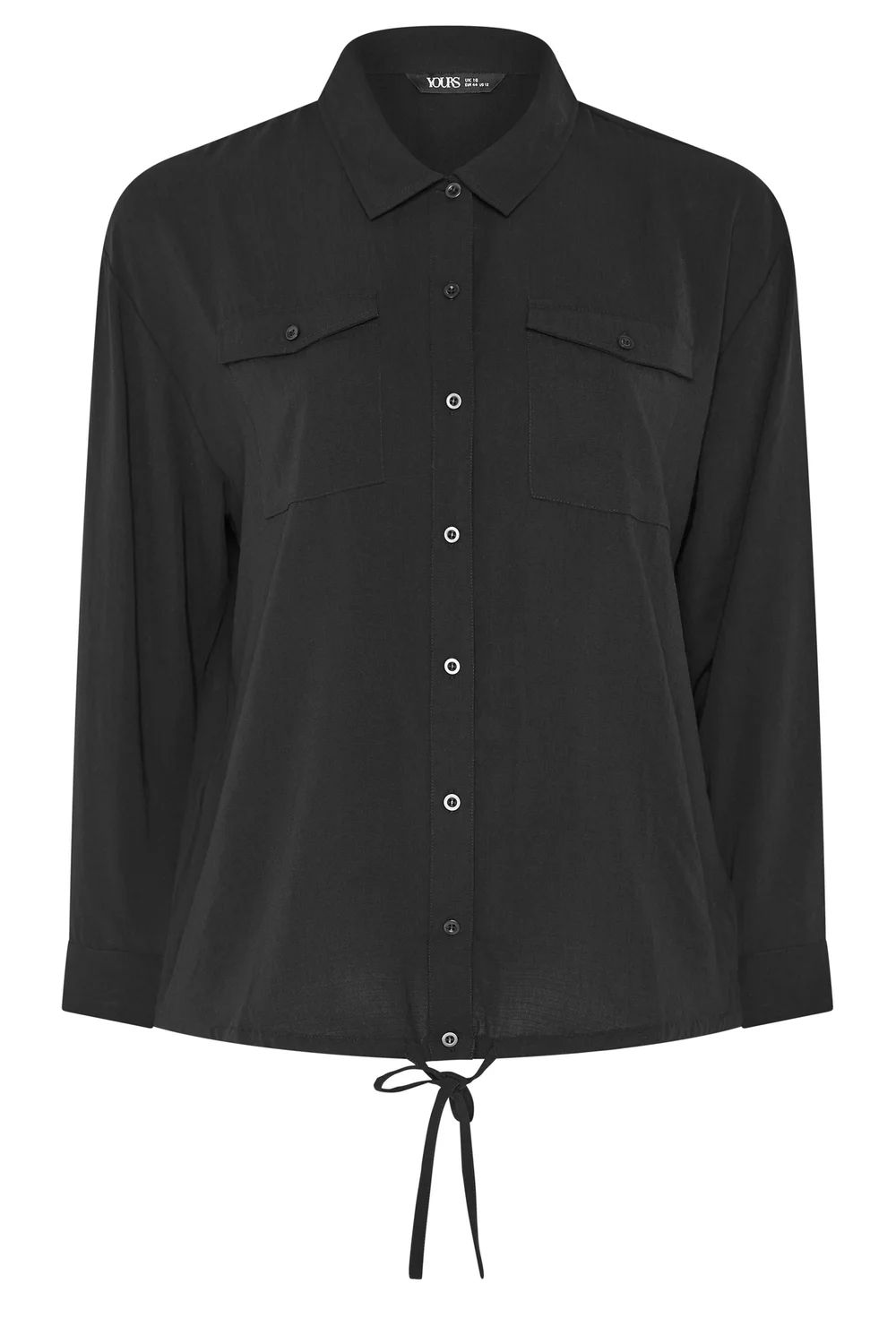 Yours Curve Black Utility Long Sleeve Shirt - 16 Image 2