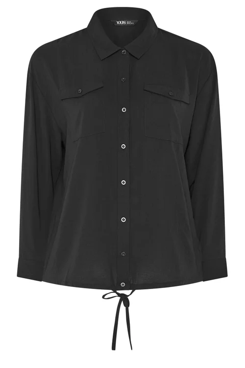 Yours Curve Black Utility Long Sleeve Shirt - 16 Image 2