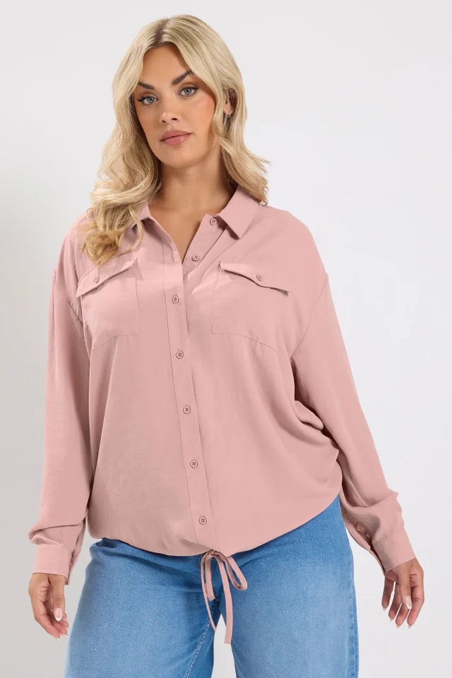 Yours Curve Pink Utility Long Sleeve Shirt