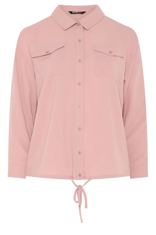 Yours Curve Pink Utility Long Sleeve Shirt - 22-24 Image 2