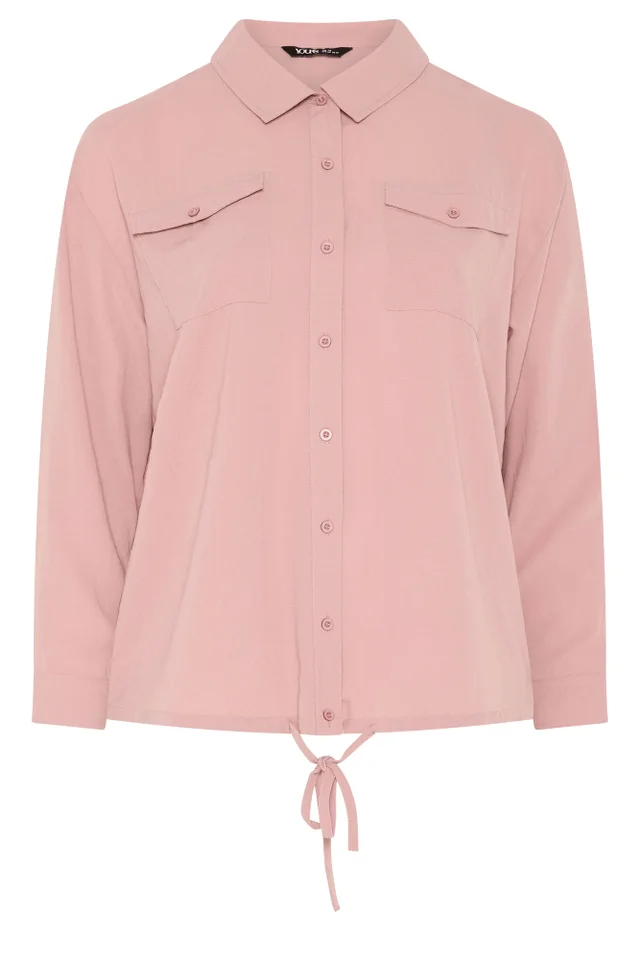 Yours Curve Pink Utility Long Sleeve Shirt