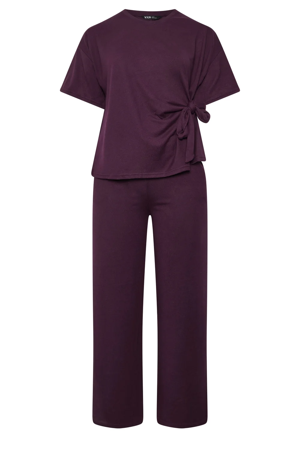 Yours Curve Purple Tie Waist Soft Touch Trouser Set - 14 Image 5