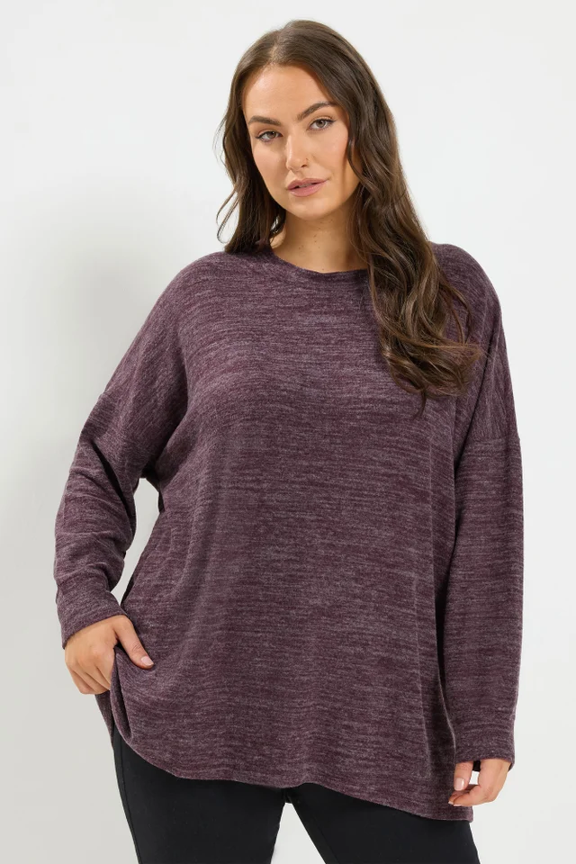 Yours Curve Purple Soft Touch Long Sleeve Jumper