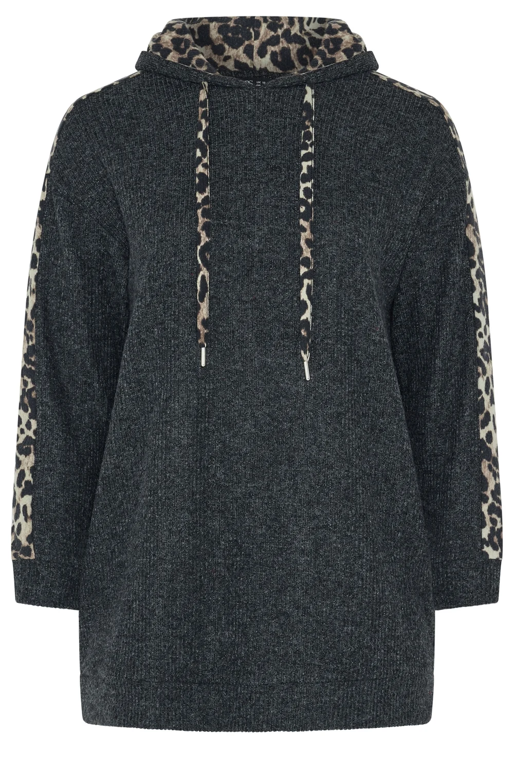 Yours Curve Grey Leopard Print Hoodie - 26-28 Image 5