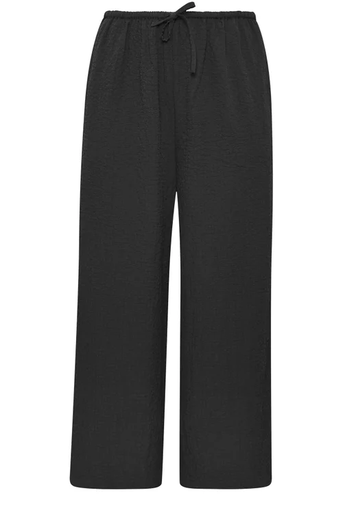 Yours Curve Black Texture Wide Leg Trousers - 18/L28 Image 5