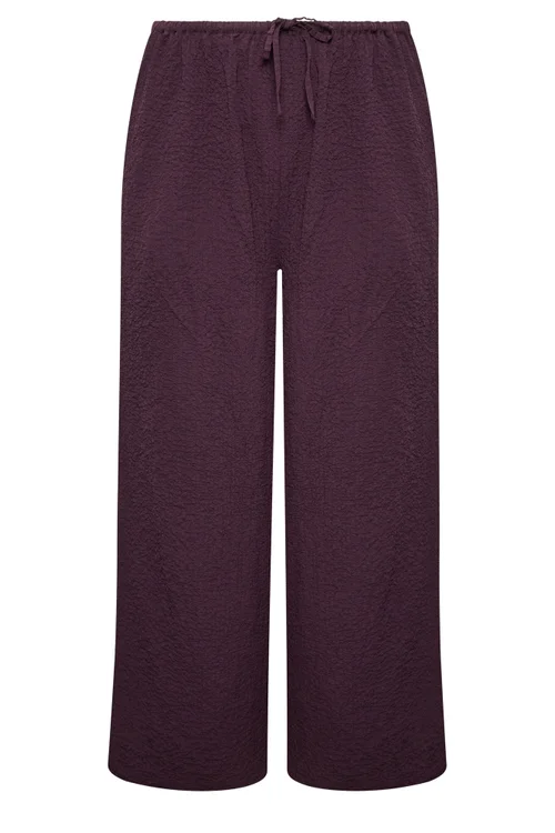 Yours Curve Purple Texture Wide Leg Trousers - 18/L30 Image 5