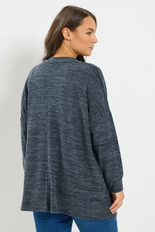 Yours Curve Blue Soft Touch Jumper - 26-28 Image 3
