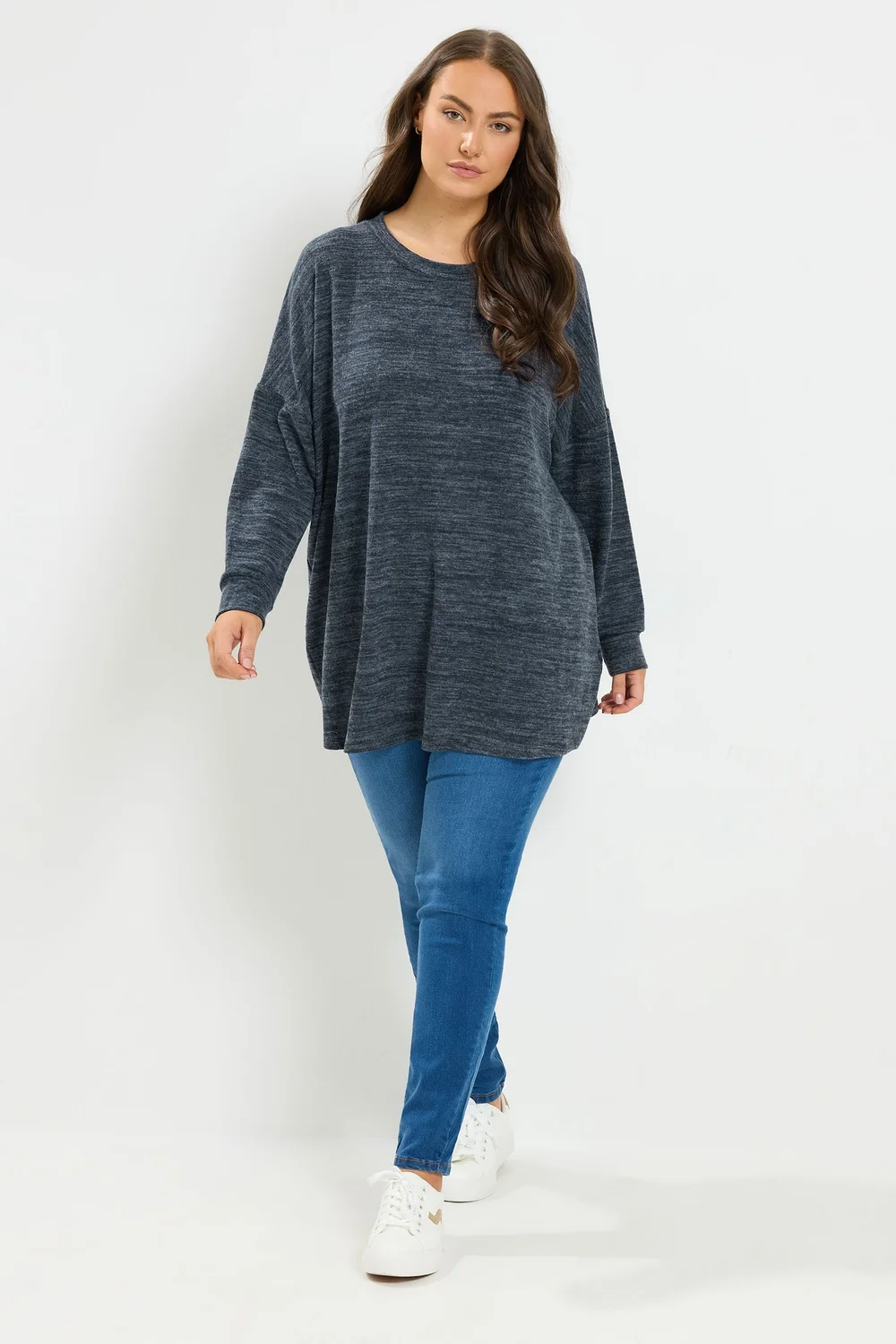 Yours Curve Blue Soft Touch Jumper - 26-28 Image 2