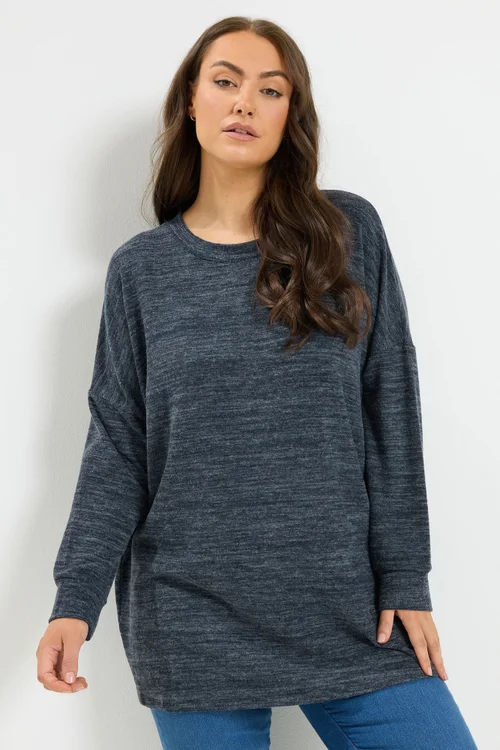 Yours Curve Blue Soft Touch Jumper - 26-28 Image 1