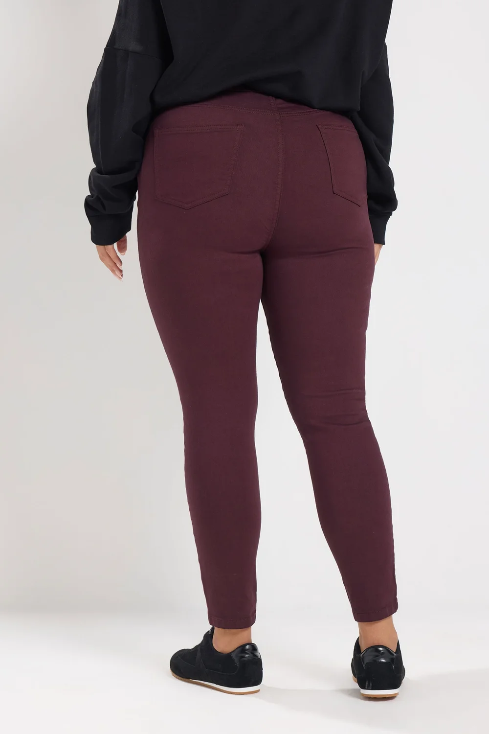 Yours Curve Burgundy Red Pull On Jenny Jeggings - 18 Image 3