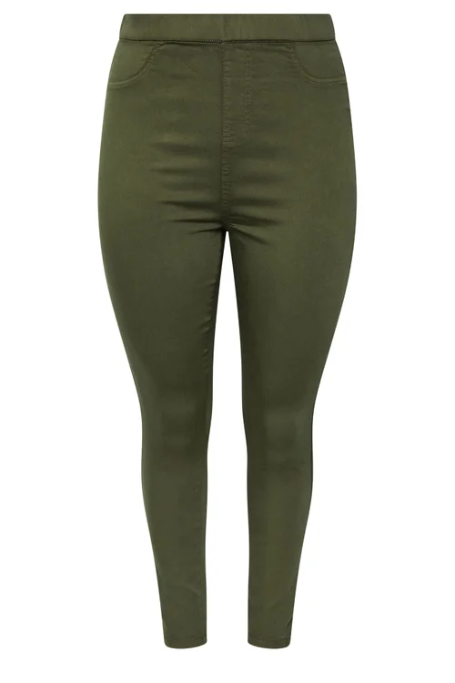 Yours Curve Olive Green Pull On Jenny Jeggings - 12 Image 5