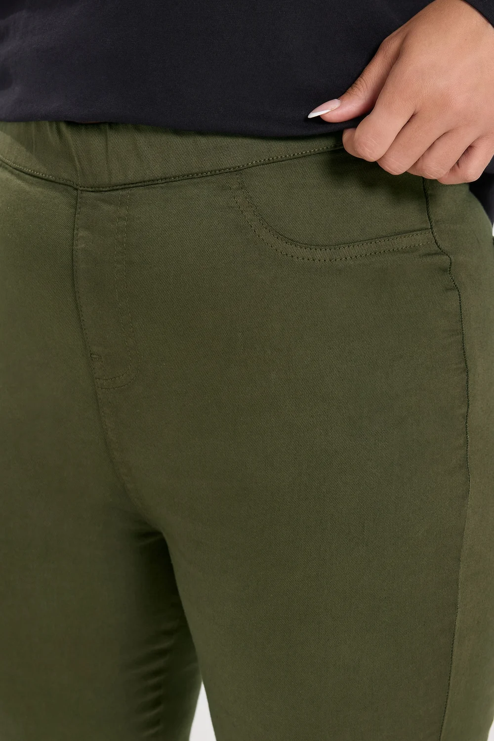 Yours Curve Olive Green Pull On Jenny Jeggings - 12 Image 4