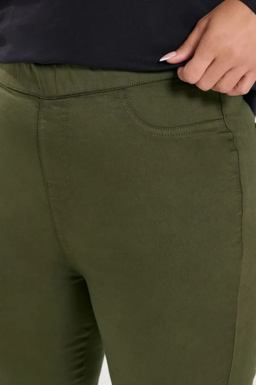 Yours Curve Olive Green Pull On Jenny Jeggings - 12 Image 4