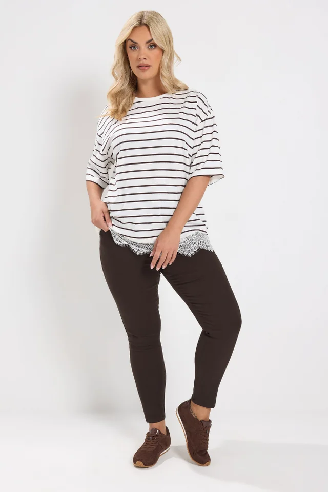 Yours Curve Chocolate Brown Pull On Grace Jeggings