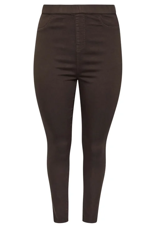 Yours Curve Chocolate Brown Pull On Grace Jeggings - 20 Image 5