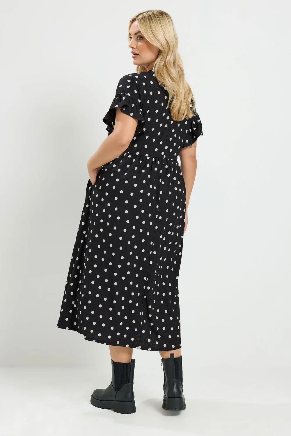 Yours Curve Black Polka Dot Maxi Dress - 22-24 Image 3