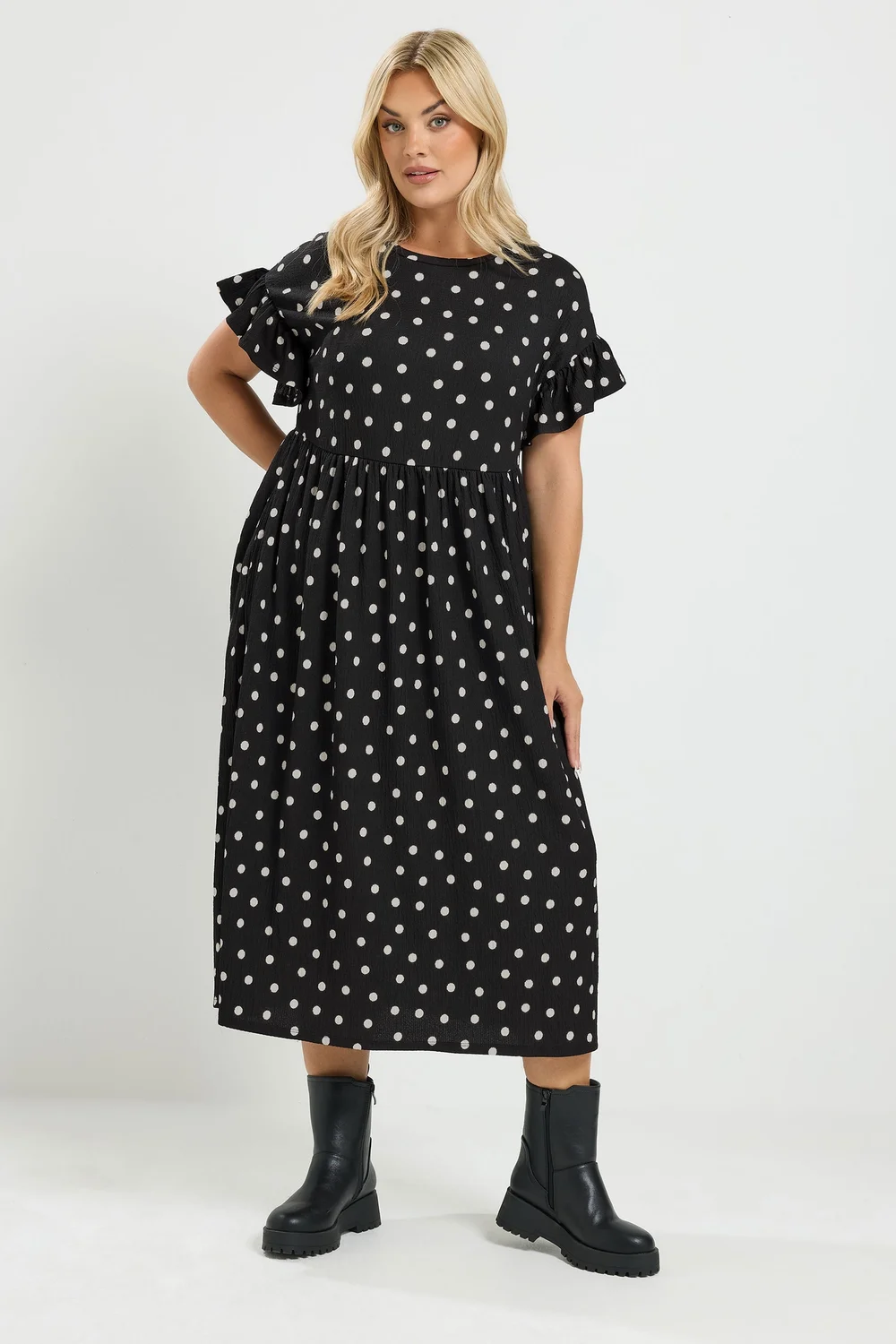 Yours Curve Black Polka Dot Maxi Dress - 22-24 Image 2