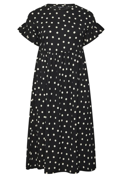 Yours Curve Black Polka Dot Maxi Dress - 22-24 Image 5