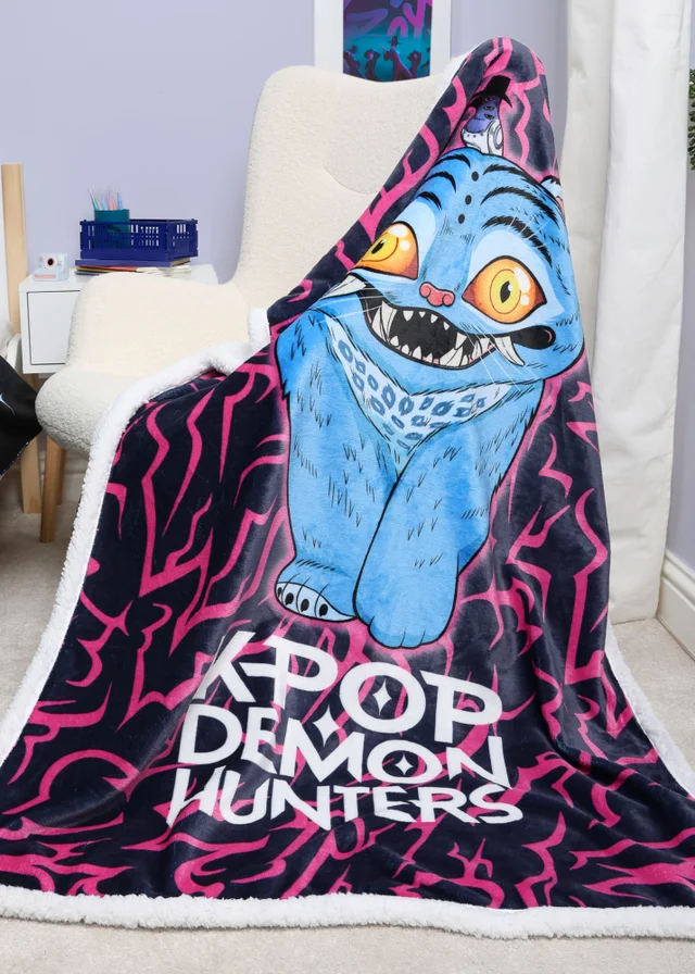 Kpop Demon Hunters Pink Sherpa Back Fleece Blanket