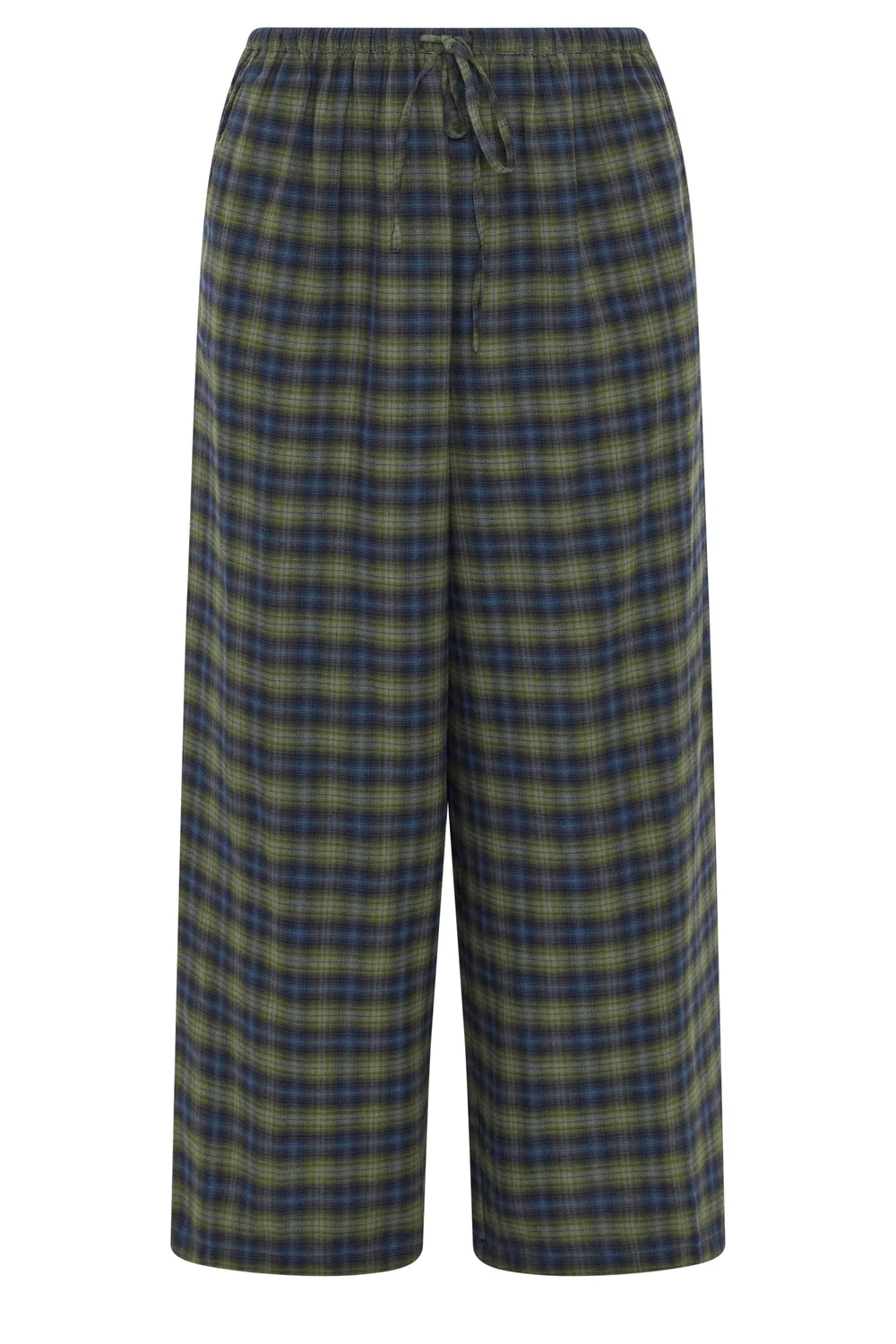 Yours Curve Green Check Wide Leg Woven Trousers - 22-24/L30 Image 5