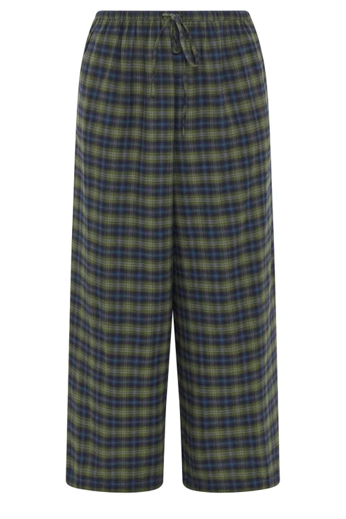 Yours Curve Green Check Wide Leg Woven Trousers - 22-24/L30 Image 5